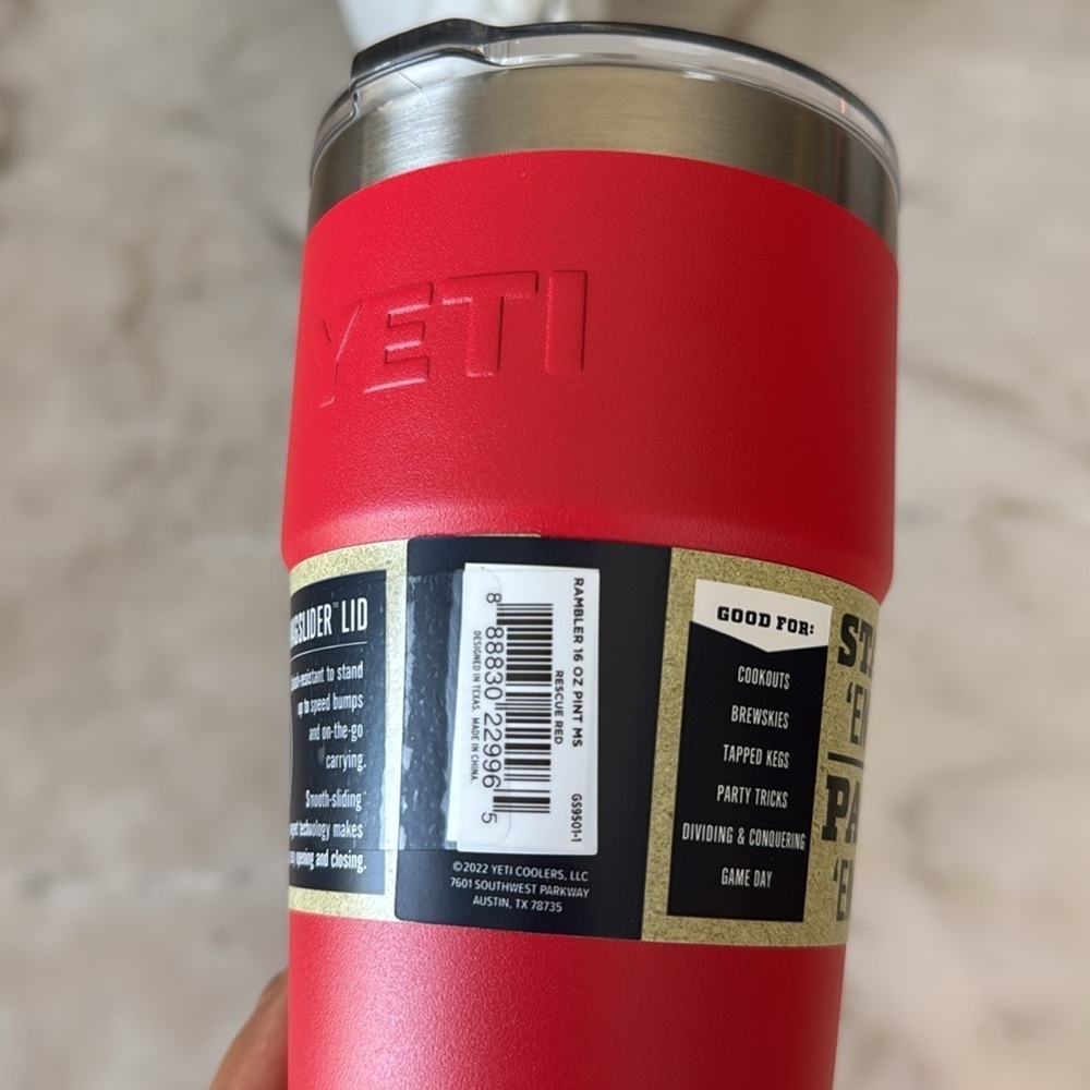 YETI RAMBLER 16 oz Tumbler Travel Mug with Magslider Rescue Red - Picture 7 of 10
